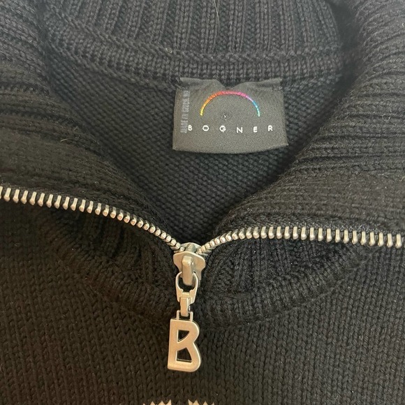 Bogner Quarter Zip Pullover Aztec Print Knit Tricote Sweater Men's Size Medium - Picture 5 of 11